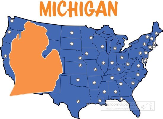 michigan map united states clipart