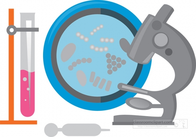 microscope with microrganism and test tubes gray color copy