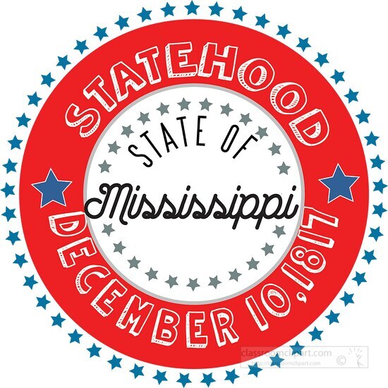 Mississippi Statehood 1817 date statehood round style with stars