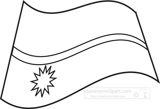 Nauru wavy flag black outline clipart