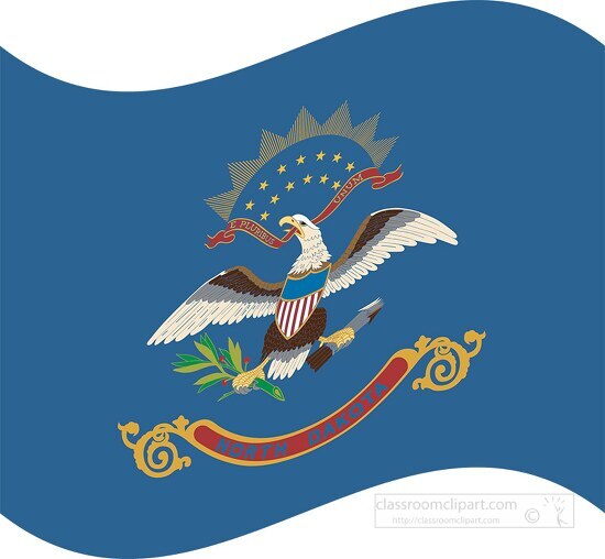 north dakota state flat design waving flag