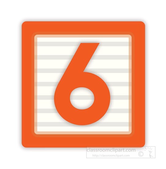 number six in a block clipart