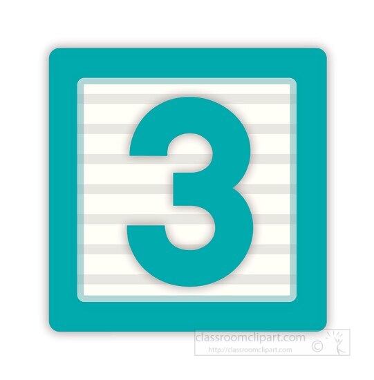 number three in a block clipart