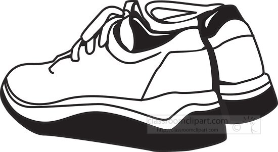 pair of running shoes black outline clipart