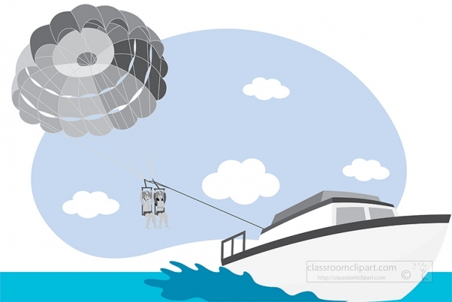 parasailing behind motor boat sports gray color