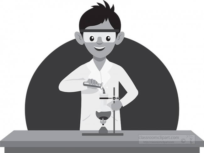 performing experiment holding beaker in laboratory science gray 