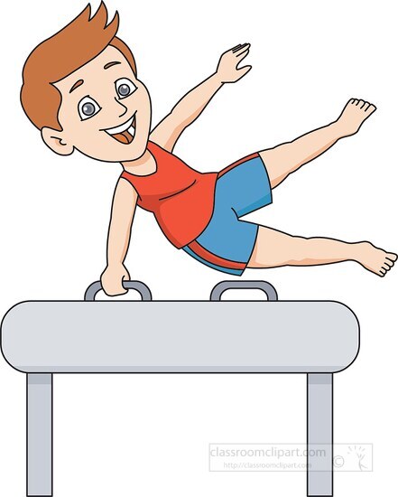 performing gymnastics on pommel horse