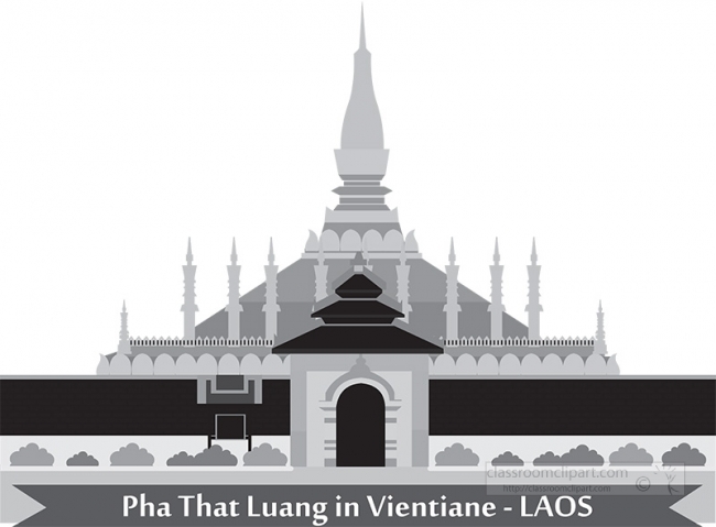 pha that luang in vientiane laos gray clipart