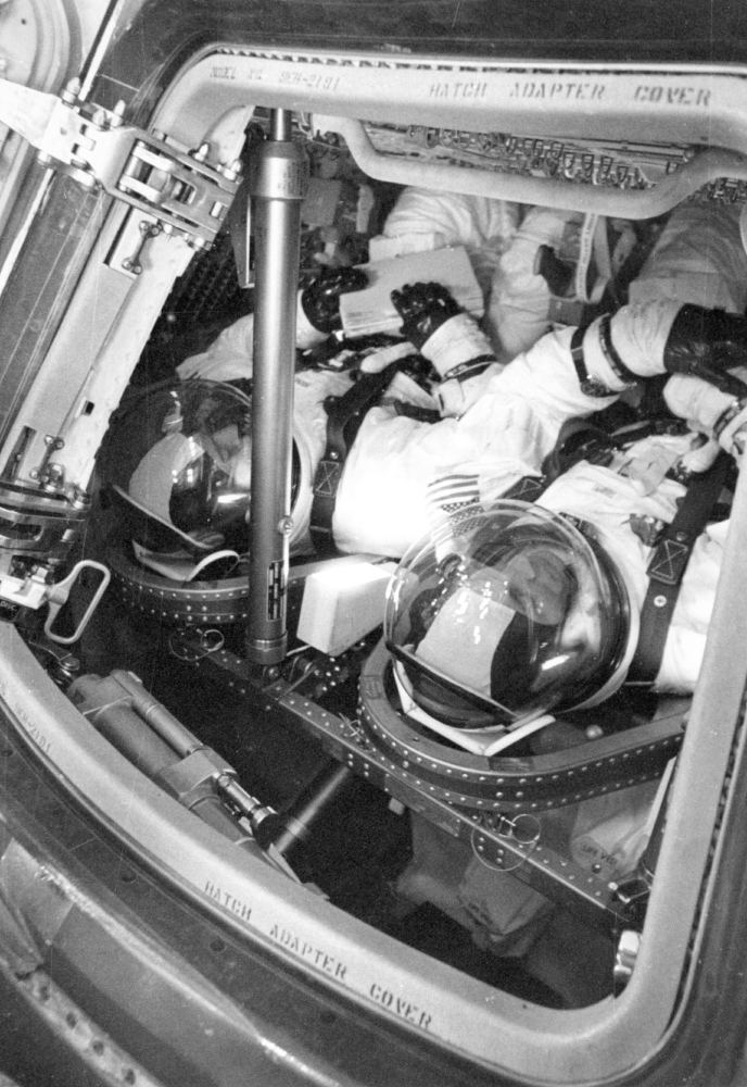 apollo 13 backup astronauts john young and jack swigert in space