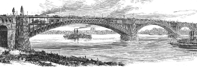 bridge across the mississippi historic illustration