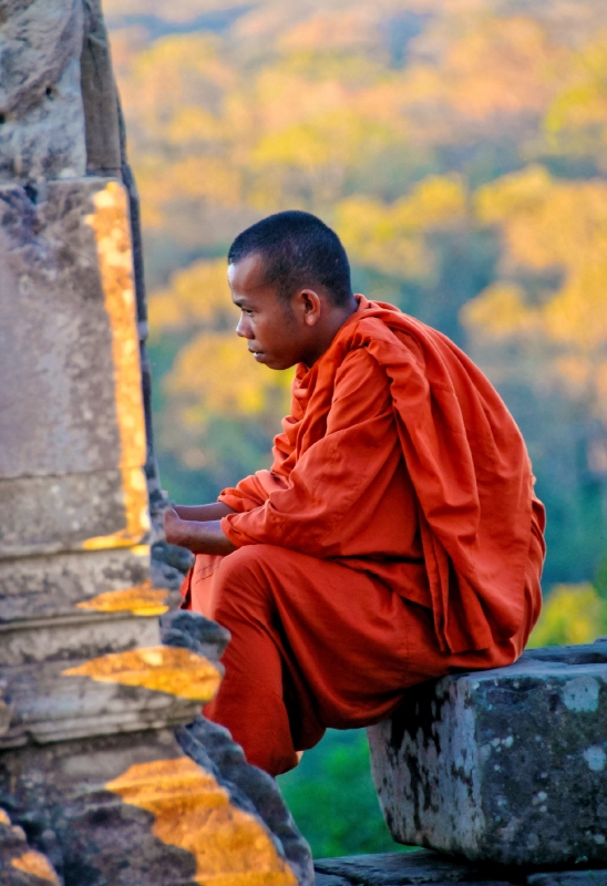 Buddist Monk at Angor Wat Cambodia