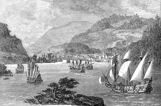 darthmouth harbor historical illustration