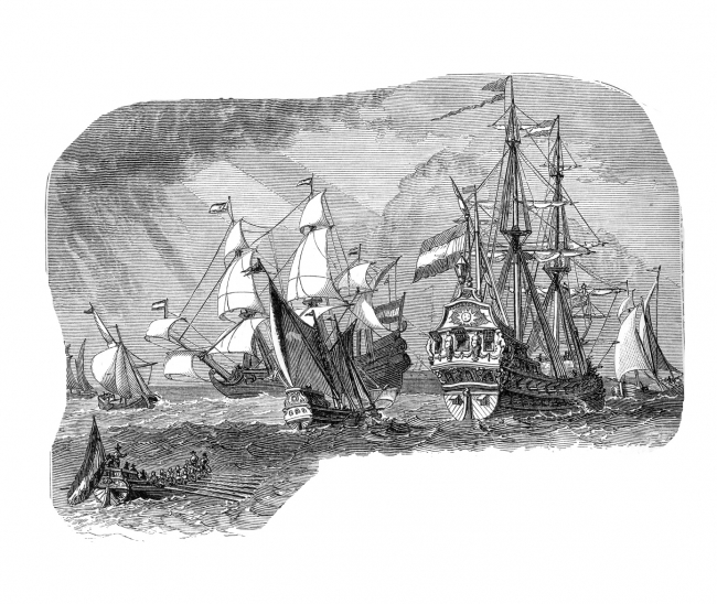 dutch shipping historical illustration