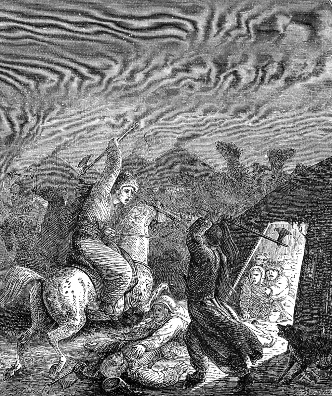 Kirghese Raid On A Hostile Tribe Historical Illustration