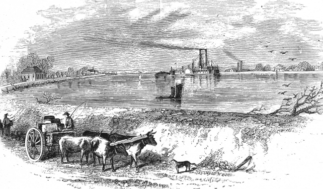 levee mississippi river historical illustration