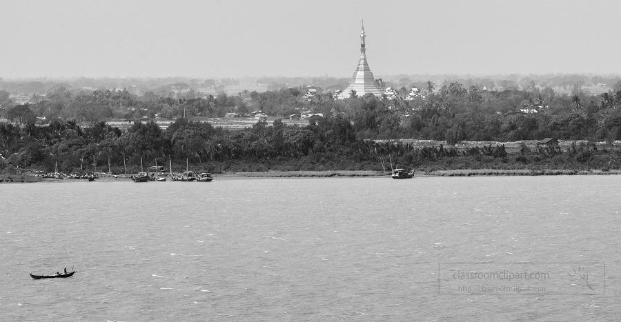 Life along the Yangon River Boats in Temple Myanmar