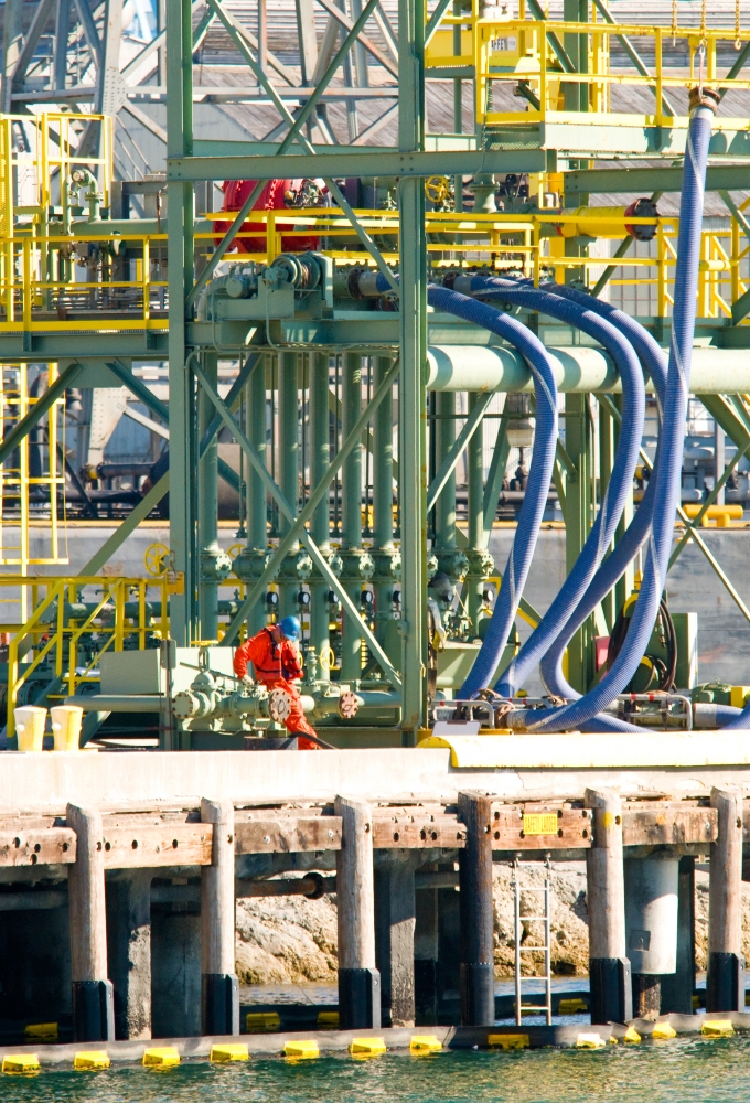 machinery hoses along harbor