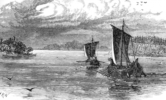 norse ships historical illustration