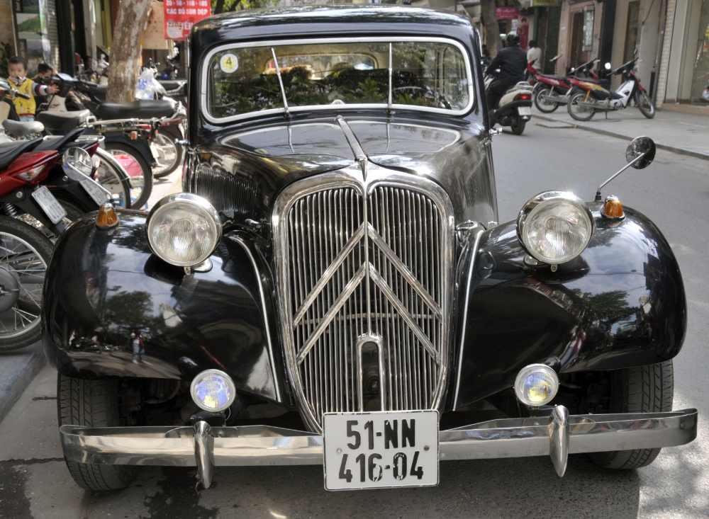 old black antique automobile parked on street vietnam 9115a