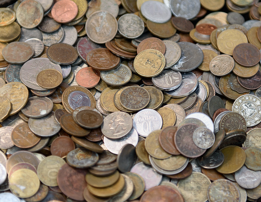 old coins for sale at outdoor market in yangon myanmar