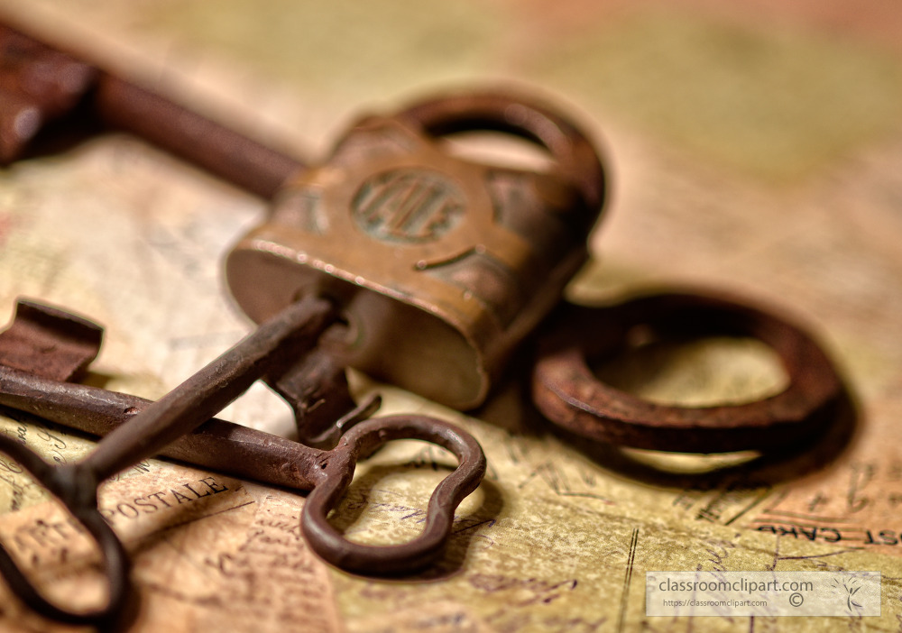 Old Skeleton Keys With Padlock