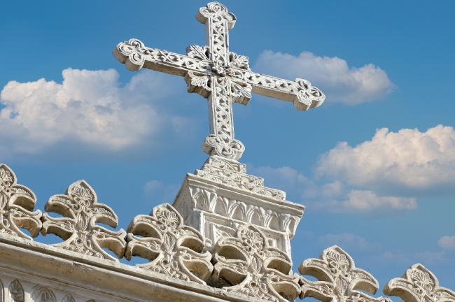 ornate cross above church in cairo egypt