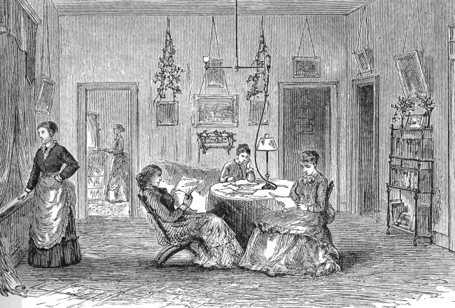 Parlor In A High School For Women Historical Illustration