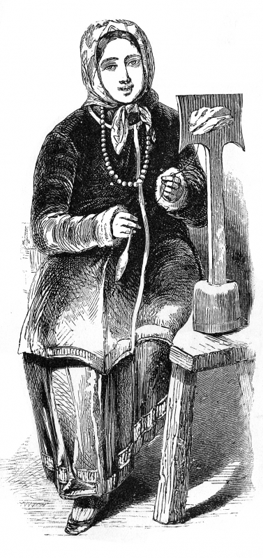 Peasant Girl In Winter Dress Historical Illustration