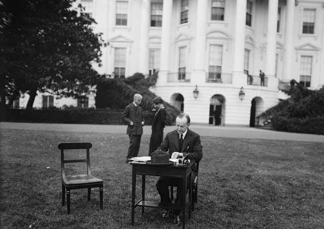 President. Coolidge votes by mail