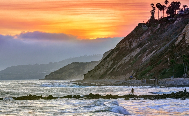 royal palms beach at sunset california photo