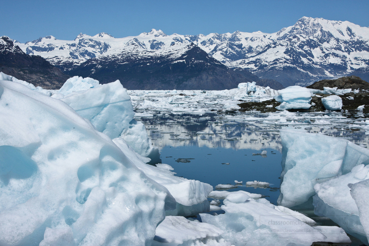 Snow covered mountains and glacier in Valdez Alaska