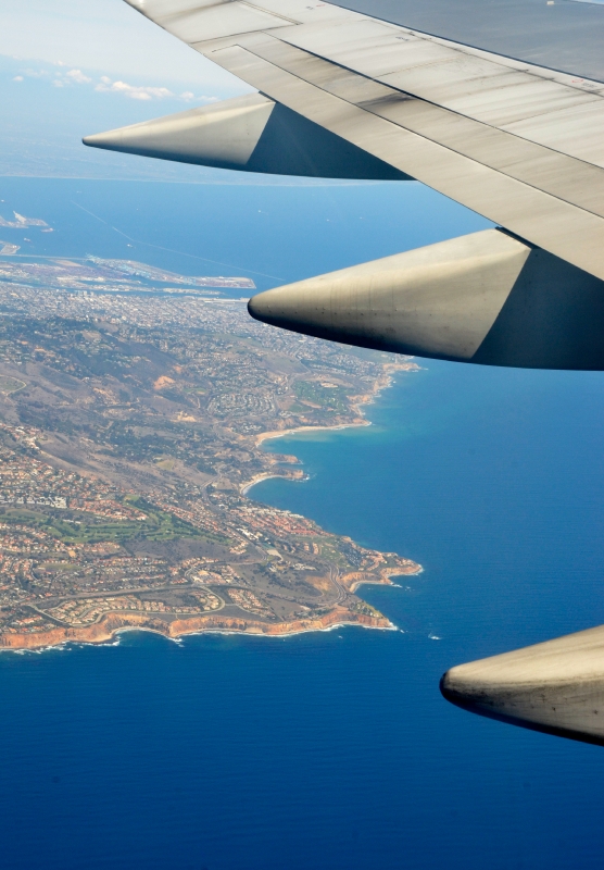 view of southern california coastline from plane