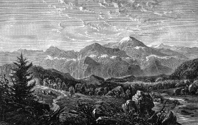 white mountains mount washington historical illustration