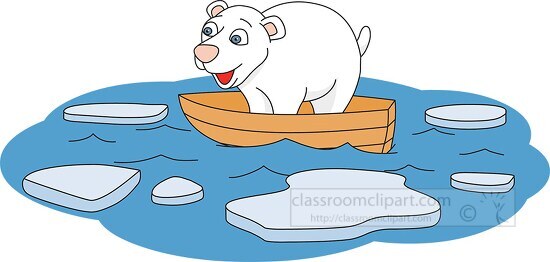 polar bear in boat melting iceberg global warming