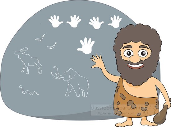 prehistory caveman writings on wall clipart