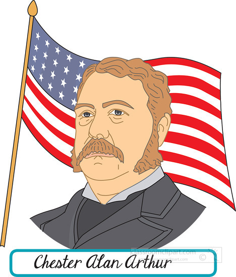 president chester alan arthur with flag clipart