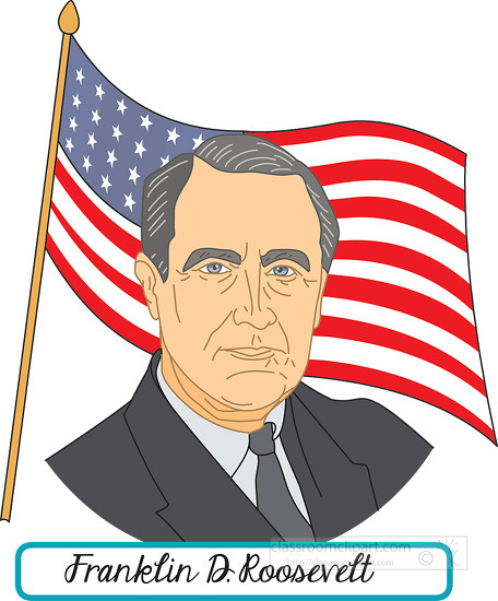 president franklin d roosevelt with flag clipart