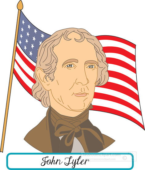 president john tyler with flag clipart