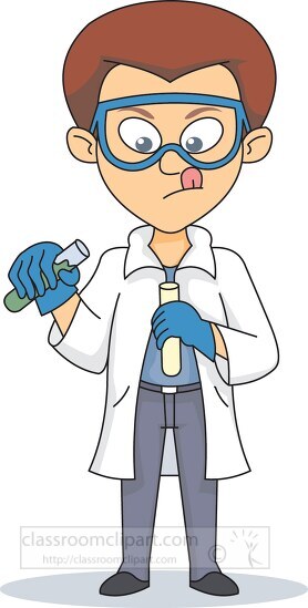 puzzled scientist holding test tube performing experiment clipar