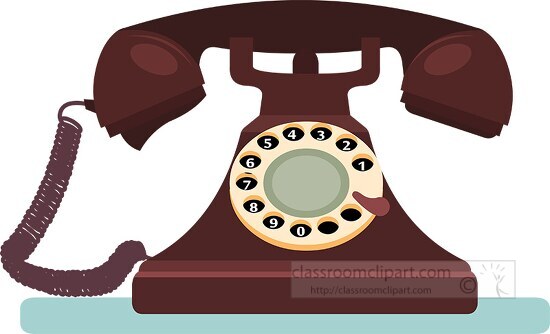 retro telephone in burgundy clipart