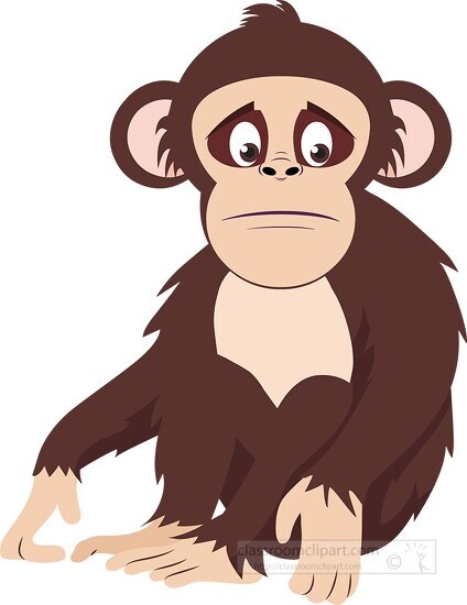 sad chimpanzee sitting vector clipart