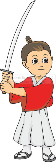 samurai holdling a large sword clipart