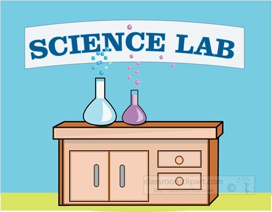 science laboratory table with sign clipart 2