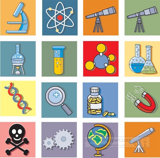 science related icons combination