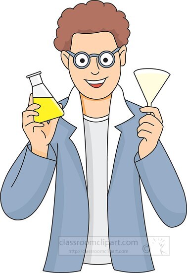 science student holding beaker with funnel clipart 2