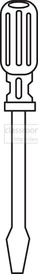 screwdriver flat black outline clipart