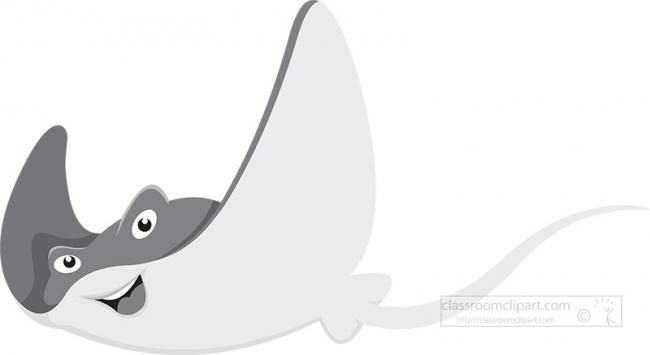 smiling cartilaginous stingray marine animal gray clipart 718