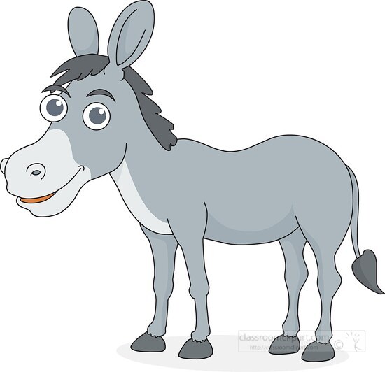 smiling donkey cartoon style clipart big face