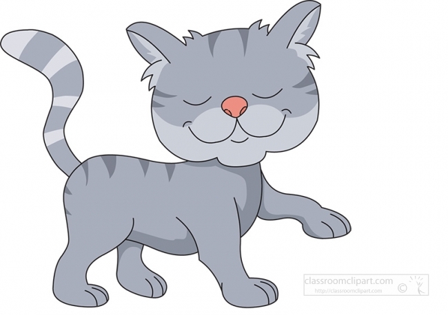 smiling gray cat clipart