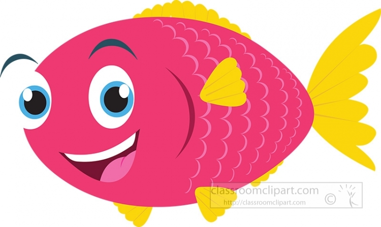 smiling pink yellow colorful fish clipart
